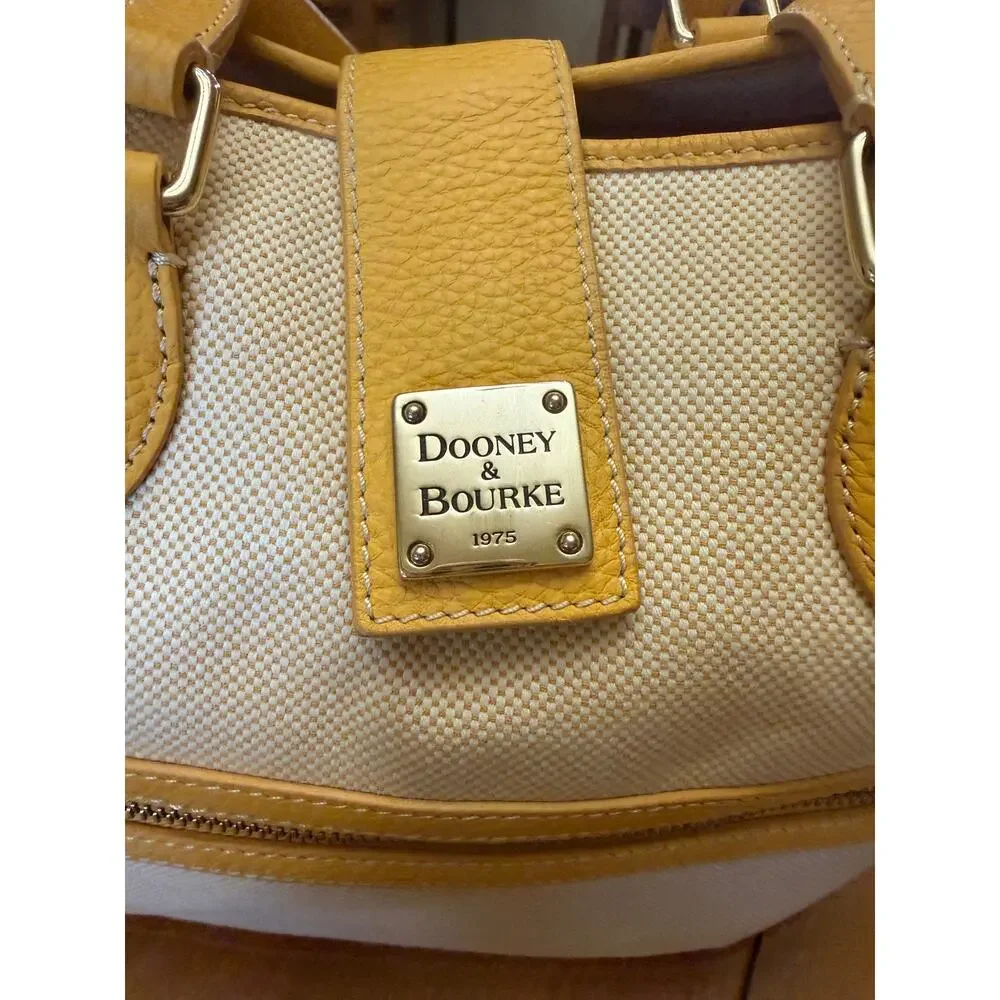Dooney and Bourke Canvas yellow leather Sunflower large Tote purse cheerful